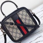 Gucci GG Unisex Ophidia GG Mini Top Handle Bag Beige Blue GG Supreme Canvas - Image 3