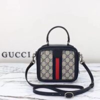 Gucci GG Unisex Ophidia GG Mini Top Handle Bag Beige Blue GG Supreme Canvas (6)