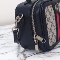 Gucci GG Unisex Ophidia GG Mini Top Handle Bag Beige Blue GG Supreme Canvas (6)