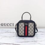 Gucci GG Unisex Ophidia GG Mini Top Handle Bag Beige Blue GG Supreme Canvas - Image 2