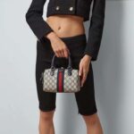 Gucci GG Unisex Ophidia GG Mini Top Handle Bag Beige Blue GG Supreme Canvas Leather - Image 11