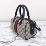 Gucci GG Unisex Ophidia GG Mini Top Handle Bag Beige Blue GG Supreme Canvas Leather - Image 4