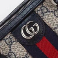 Gucci GG Unisex Ophidia GG Mini Top Handle Bag Beige Blue GG Supreme Canvas Leather (8)