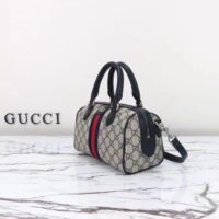 Gucci GG Unisex Ophidia GG Mini Top Handle Bag Beige Blue GG Supreme Canvas Leather (8)