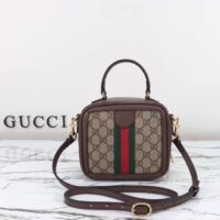 Gucci GG Unisex Ophidia GG Mini Top Handle Bag Beige Ebony GG Supreme Canvas (7)