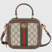 Gucci GG Unisex Ophidia GG Mini Top Handle Bag Beige Ebony GG Supreme Canvas