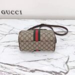 Gucci GG Unisex Ophidia GG Mini Top Handle Bag Beige Ebony GG Supreme Canvas Brown Leather – Bild 6