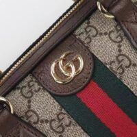 Gucci GG Unisex Ophidia GG Mini Top Handle Bag Beige Ebony GG Supreme Canvas Brown Leather (3)