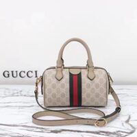 Gucci GG Unisex Ophidia GG Mini Top Handle Bag Beige White GG Supreme Canvas (1)