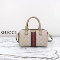 Gucci GG Unisex Ophidia GG Mini Top Handle Bag Beige White GG Supreme Canvas (1)