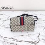 Gucci GG Unisex Ophidia GG Small Top Handle Bag Beige Blue GG Supreme Canvas Leather - immagine 6