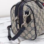 Gucci GG Unisex Ophidia GG Small Top Handle Bag Beige Blue GG Supreme Canvas Leather - immagine 9