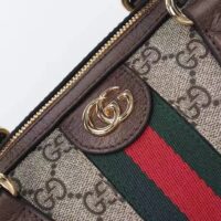 Gucci GG Unisex Ophidia GG Small Top Handle Bag Beige Ebony GG Supreme Canvas Brown Leather (11)