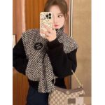 Gucci GG Women Bouclé Wool Jacket Interlocking G High Neck Dropped Shoulder – Image 11