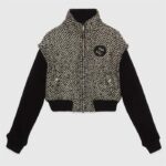 Gucci GG Women Bouclé Wool Jacket Interlocking G High Neck Dropped Shoulder