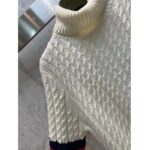 Gucci GG Men Cable Knit Wool Cashmere Sweater Ivory Blue Red Web Turtleneck Long Sleeves - Image 7