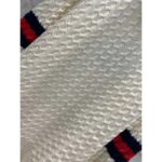 Gucci GG Men Cable Knit Wool Cashmere Sweater Ivory Blue Red Web Turtleneck Long Sleeves - Image 5