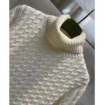 Gucci GG Men Cable Knit Wool Cashmere Sweater Ivory Blue Red Web Turtleneck Long Sleeves - Image 4