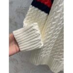 Gucci GG Men Cable Knit Wool Cashmere Sweater Ivory Blue Red Web Turtleneck Long Sleeves - Image 9