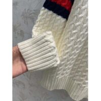 Gucci GG Women Cable Knit Wool Cashmere Sweater Ivory Blue Red Web Turtleneck Long Sleeves (13)