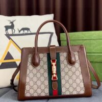 Gucci GG Women Jackie 1961 Medium Tote Bag Beige Ebony GG Supreme Canvas (5)