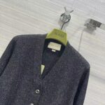 Gucci GG Women Rib Stitch Viscose Lamé Cardigan Interlocking G Buttons V-Neck Long Sleeves - Image 4