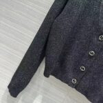 Gucci GG Women Rib Stitch Viscose Lamé Cardigan Interlocking G Buttons V-Neck Long Sleeves - Image 7