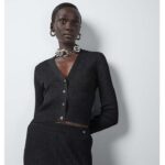 Gucci GG Women Rib Stitch Viscose Lamé Cardigan Interlocking G Buttons V-Neck Long Sleeves - Image 12