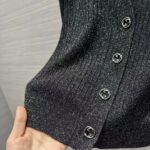 Gucci GG Women Rib Stitch Viscose Lamé Cardigan Interlocking G Buttons V-Neck Long Sleeves - Image 8