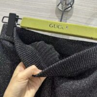 Gucci GG Women Rib Stitch Viscose Lamé Skirt Interlocking G Slip Lining Elastic Waist (12)