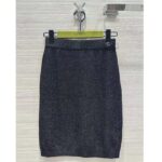 Gucci GG Women Rib Stitch Viscose Lamé Skirt Interlocking G Slip Lining Elastic Waist - Image 3