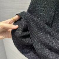 Gucci GG Women Rib Stitch Viscose Lamé Skirt Interlocking G Slip Lining Elastic Waist (12)