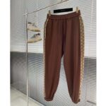 Gucci Men Cotton Jersey Sweatpants Brown Light GG Canvas Elastic Cuffs Relaxed Fit - Image 2