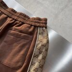 Gucci Men Cotton Jersey Sweatpants Brown Light GG Canvas Elastic Cuffs Relaxed Fit - Image 4
