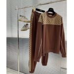 Gucci Men Cotton Jersey Sweatpants Brown Light GG Canvas Elastic Cuffs Relaxed Fit - Image 6