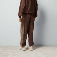 Gucci Men Cotton Jersey Sweatpants Brown Light GG Canvas Elastic Cuffs Relaxed Fit (11)