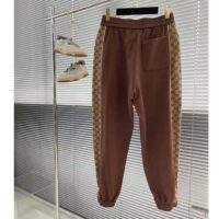 Gucci Men Cotton Jersey Sweatpants Brown Light GG Canvas Elastic Cuffs Relaxed Fit (11)