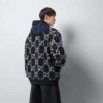 Gucci Men GG Fuzzy Fabric Jacquard Jacket Fixed Hood Drawstring Long Sleeves Front Patch Pocket - Image 14