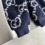 Gucci Women GG Fuzzy Fabric Jacquard Jacket Fixed Hood Drawstring Long Sleeves Front Patch Pocket - immagine 8