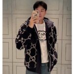 Gucci Men GG Fuzzy Fabric Jacquard Jacket Fixed Hood Drawstring Long Sleeves Front Patch Pocket - Image 12