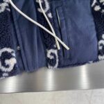 Gucci Women GG Fuzzy Fabric Jacquard Jacket Fixed Hood Drawstring Long Sleeves Front Patch Pocket - immagine 7