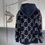 Gucci Women GG Fuzzy Fabric Jacquard Jacket Fixed Hood Drawstring Long Sleeves Front Patch Pocket - immagine 3