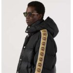 Gucci Men GG Jacquard Nylon Quilted Coat Down Goose Feather Black Knit Rib Nylon Lining - Image 14