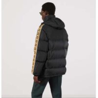 Gucci Men GG Jacquard Nylon Quilted Coat Down Goose Feather Black Knit Rib Nylon Lining (1)