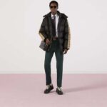 Gucci Men GG Jacquard Nylon Quilted Coat Down Goose Feather Black Knit Rib Nylon Lining - Image 11