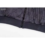 Gucci Men GG Jumbo GG Zip Jacket Web Dark Grey Neoprene Canvas Raglan Sleeves - immagine 9