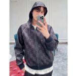 Gucci Men GG Jumbo GG Zip Jacket Web Dark Grey Neoprene Canvas Raglan Sleeves - immagine 12