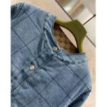 Gucci Men GG Reversible Denim Jacket Camel Ebony GG Canvas Reversible Collarless Dropped Shoulder - Image 4