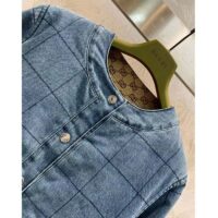 Gucci Men GG Reversible Denim Jacket Camel Ebony GG Canvas Reversible Collarless Dropped Shoulder (1)