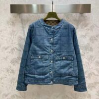 Gucci Men GG Reversible Denim Jacket Camel Ebony GG Canvas Reversible Collarless Dropped Shoulder (1)